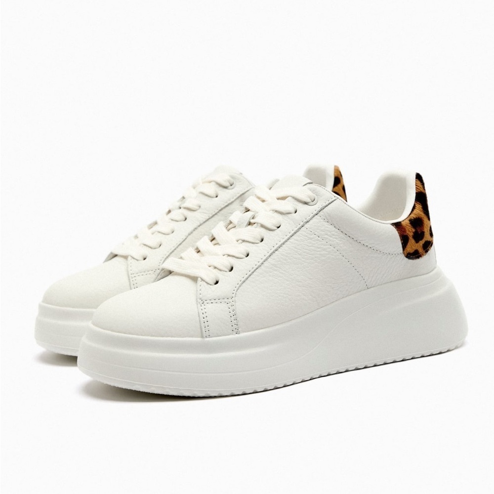 NWT Zara MULTI-PIECE LEATHER SNEAKERS
